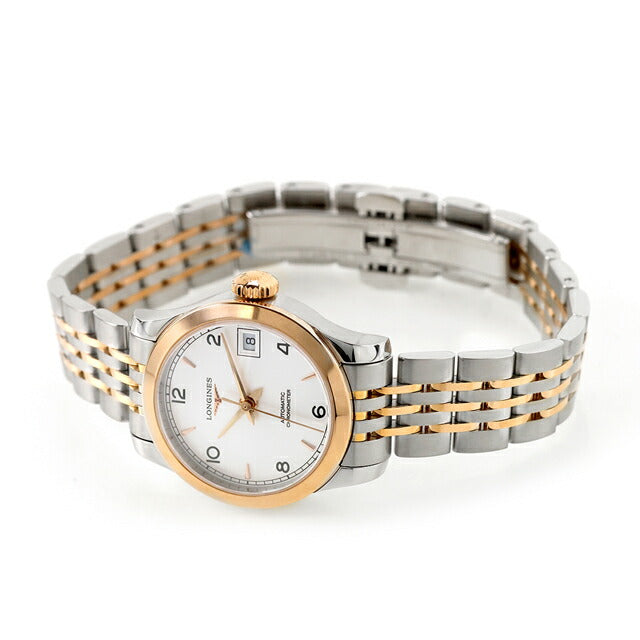 ロンジン レコード 自動巻き 腕時計 ブランド レディース LONGINES L2.320.5.76.7 アナログ シルバー ピンクゴールド スイス製 L2-320-5-76-7