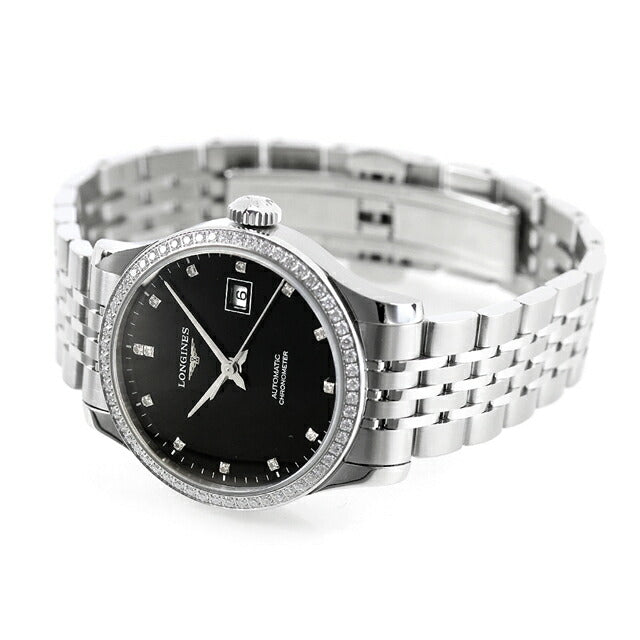 ロンジン レコード 自動巻き 腕時計 ブランド レディース ダイヤモンド LONGINES L2.321.0.57.6 アナログ ブラック 黒 スイス製 L2-321-0-57-6