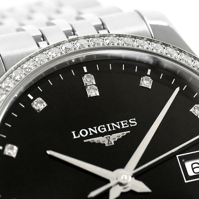ロンジン レコード 自動巻き 腕時計 ブランド レディース ダイヤモンド LONGINES L2.321.0.57.6 アナログ ブラック 黒 スイス製 L2-321-0-57-6