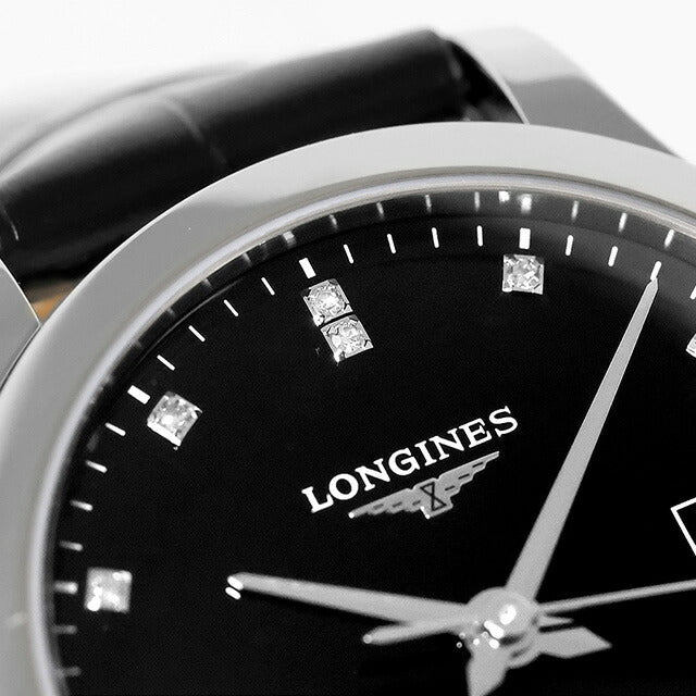 ロンジン レコード 自動巻き 腕時計 ブランド レディース ダイヤモンド LONGINES L2.321.4.57.2 アナログ ブラック 黒 スイス製 L2-321-4-57-2