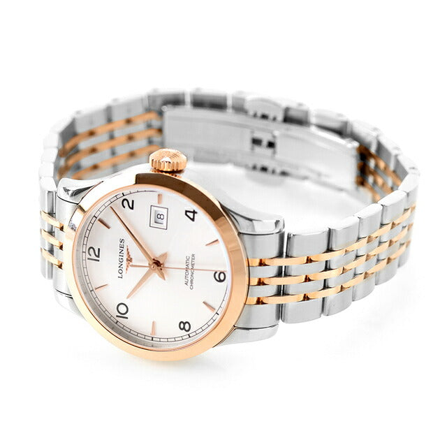 ロンジン レコード 自動巻き 腕時計 ブランド レディース LONGINES L2.321.5.76.7 アナログ シルバー ピンクゴールド スイス製 L2-321-5-76-7