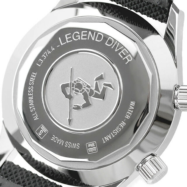 ロンジン レジェンドダイバー 自動巻き 腕時計 ブランド メンズ レディース LONGINES L3.374.4.50.0 アナログ ブラック 黒 L3-374-4-50-0