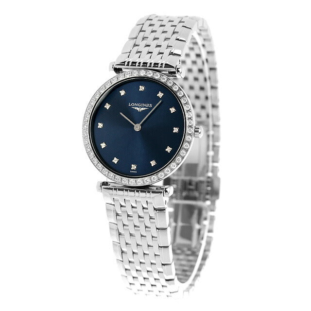 ロンジン グランクラシック クォーツ 電池式 腕時計 ブランド レディース ダイヤモンド LONGINES L4.523.0.97.6 アナログ ブルー スイス製 L4-523-0-97-6