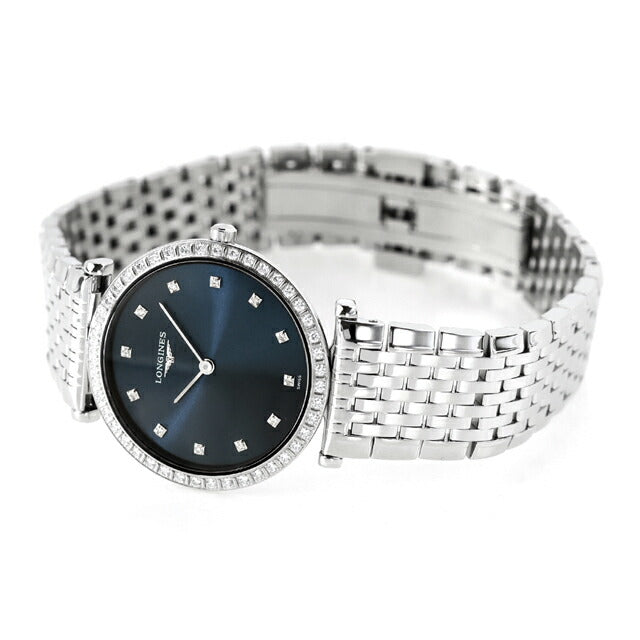 ロンジン グランクラシック クォーツ 電池式 腕時計 ブランド レディース ダイヤモンド LONGINES L4.523.0.97.6 アナログ ブルー スイス製 L4-523-0-97-6