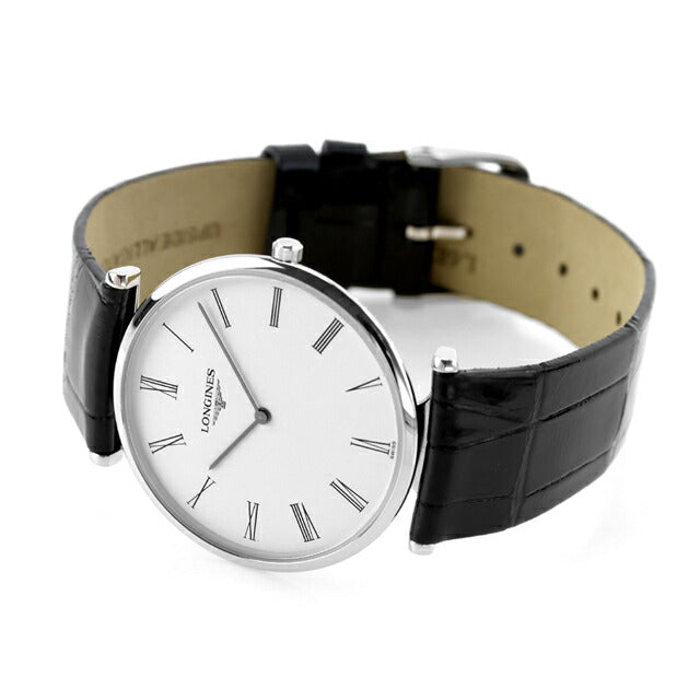 ロンジン グランクラシック クオーツ 腕時計 ブランド メンズ LONGINES L4.709.4.21.2 アナログ ホワイト ブラック 黒 スイス製 L4-709-4-21-2