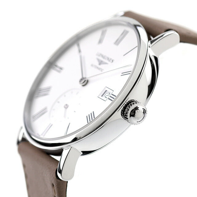 ロンジン エレガント 自動巻き 腕時計 ブランド メンズ LONGINES L4.812.4.11.2 アナログ ホワイト ベージュ 白 スイス製 L4-812-4-11-2