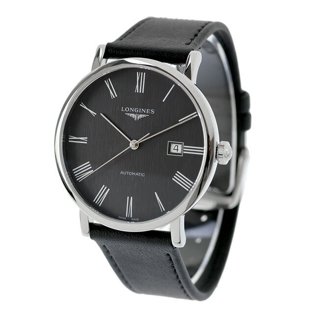 ロンジン エレガント 自動巻き 腕時計 ブランド メンズ LONGINES L4.911.4.71.2 アナログ グレー ブラック 黒 スイス製 L4-911-4-71-2