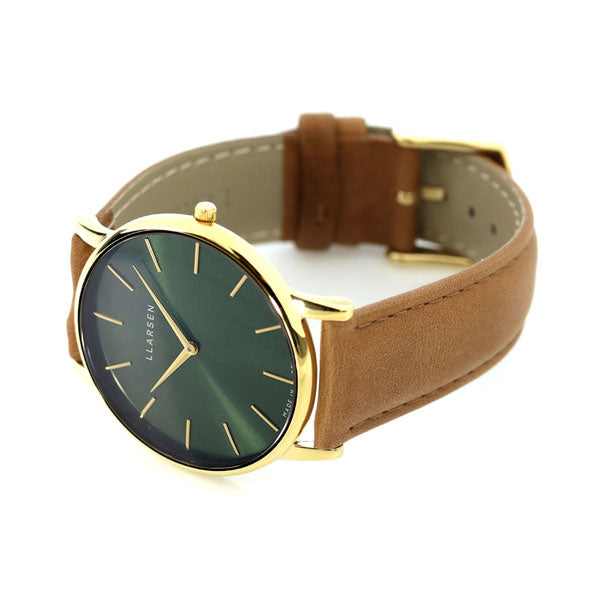 エルラーセン 時計 オリバー 39mm メンズ 腕時計 ブランド LL147GFCM グリーン キャメル LL147GFCM