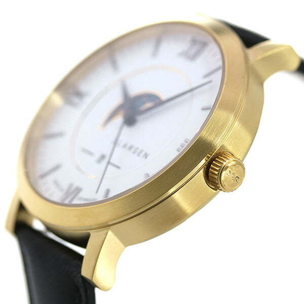 エルラーセン 時計 ヒューゴ 42mm ムーンフェイズ メンズ 腕時計 ブランド LL180GWCL ホワイト ブラック LL180GWCL