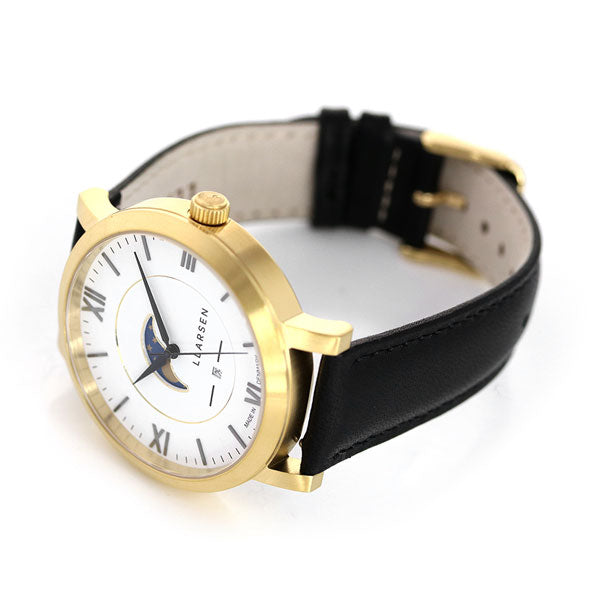 エルラーセン 時計 ヒューゴ 42mm ムーンフェイズ メンズ 腕時計 ブランド LL180GWCL ホワイト ブラック LL180GWCL