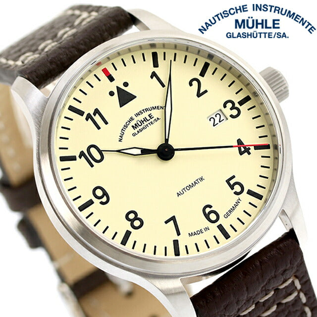 ミューレ・グラスヒュッテ Terrasport II 自動巻き 腕時計 ブランド メンズ Muhle Glashutte M1-37-47-LB クリーム ブラウン M1-37-47-LB