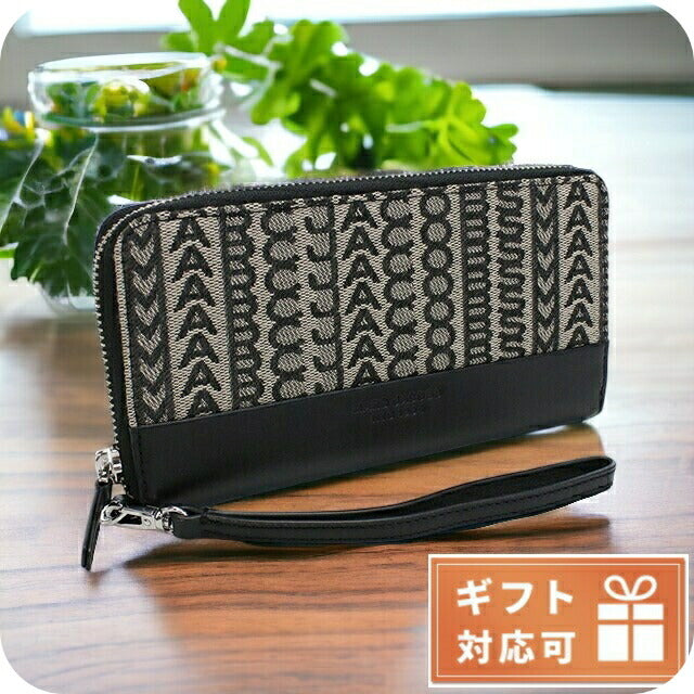 マークジェイコブス 長財布ラウンドファスナー レディース コットン・ポリエステル ベトナム S180M12FA22 BEIGE MULTI ベージュ系 ブラック 財布 MAJS180M12FA22011