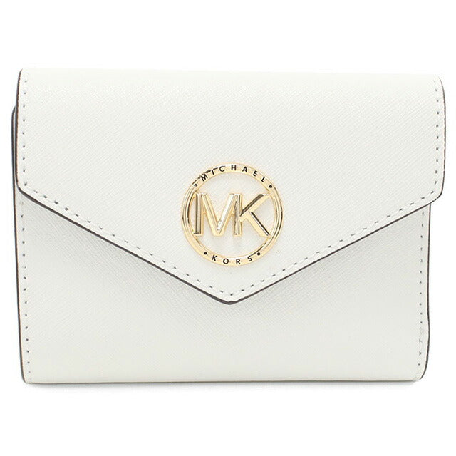 マイケルコース 三折財布小銭入付き レディース ブランド MICHAEL KORS GREENWICH レザー 34S1GNME6L ホワイト 財布 MIK34S1GNME6L051