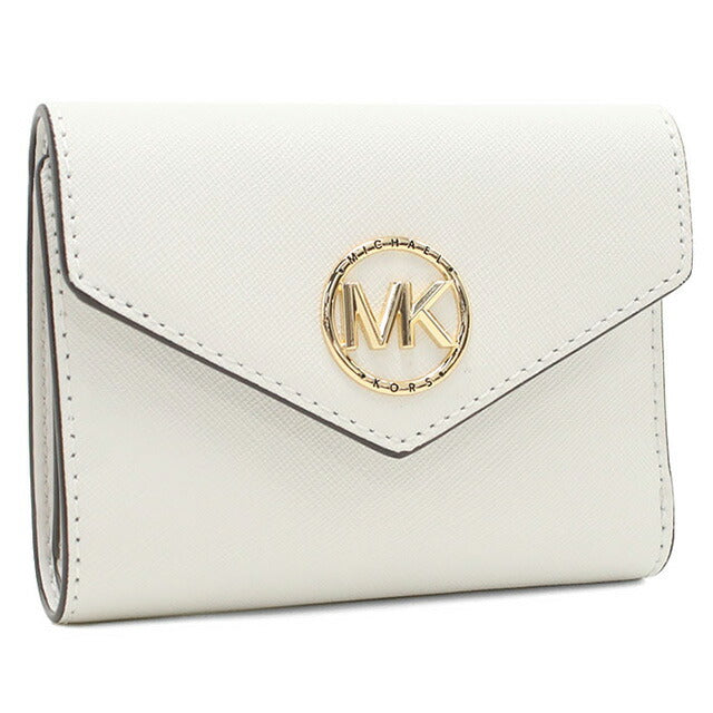 マイケルコース 三折財布小銭入付き レディース ブランド MICHAEL KORS GREENWICH レザー 34S1GNME6L ホワイト 財布 MIK34S1GNME6L051