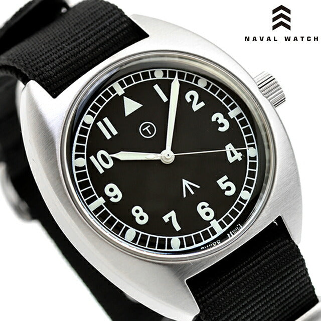 ナバルウォッチ Naval military watch Royal Air Force Type クォーツ 電池式 腕時計 ブランド メンズ NAVAL WATCH Mil-02A-BK アナログ ブラック 黒 Mil-02A-BK