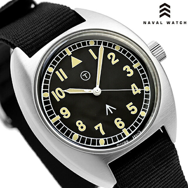 ナバルウォッチ Naval military watch Royal Air Force Type クォーツ 電池式 腕時計 ブランド メンズ NAVAL WATCH Mil-02B-BK アナログ ブラック 黒 Mil-02B-BK