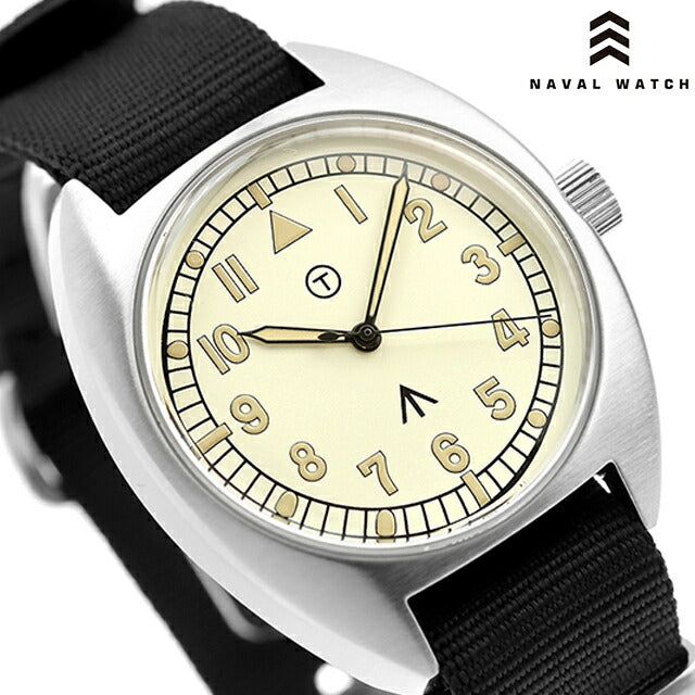ナバルウォッチ Naval military watch Royal Air Force Type クォーツ 電池式 腕時計 ブランド メンズ NAVAL WATCH Mil-02C-BK アナログ アイボリーホワイト 白 Mil-02C-BK