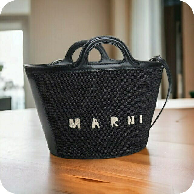 マルニ カゴバッグ レディース コットン52% ナイロン48%レザー イタリア BMMP0068Q0 ブラック バッグ MRNBMMP0068Q0031