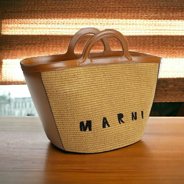 マルニ カゴバッグ レディース ラフィア レザー イタリア BMMP0069Q0 ブラウン系 バッグ MRNBMMP0069Q0011