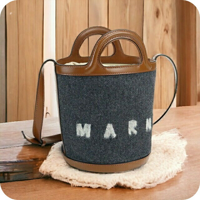 マルニ 斜め掛けショルダーバッグ レディース ウール、ナイロン イタリア SCMP0056Q4 グレー系 バッグ MRNSCMP0056Q4011