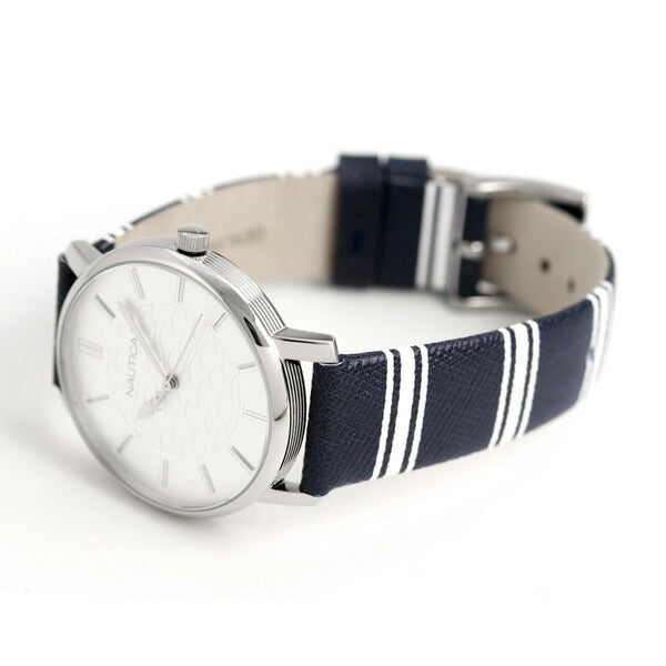 ノーティカ レディース 腕時計 ブランド シルバー 革ベルト 36mm NAPCGS001 コーラル ゲーブルズ NAPCGS001