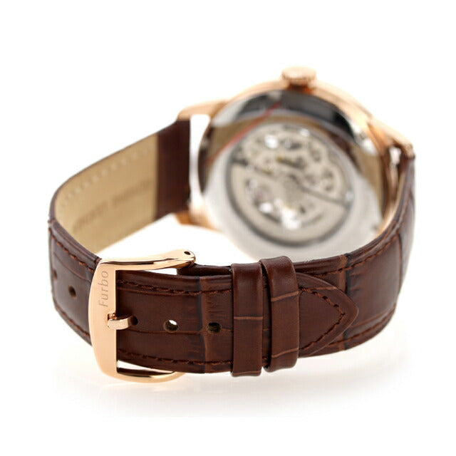 フルボ デザイン GEAR 自動巻き 腕時計 ブランド メンズ オープンハート Furbo Design NF04W-PGBR アナログ シルバー スケルトン NF04W-PGBR