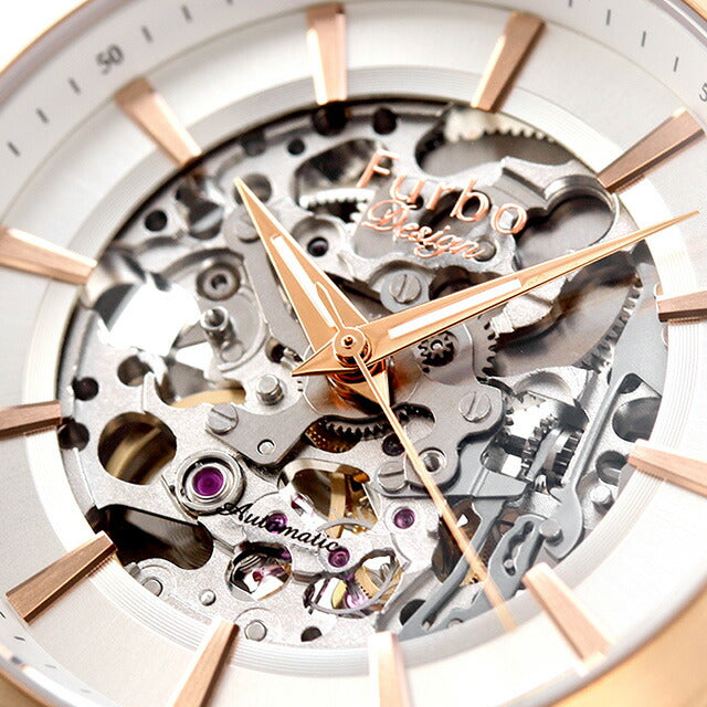 フルボ デザイン GEAR 自動巻き 腕時計 ブランド メンズ オープンハート Furbo Design NF04W-PGBR アナログ シルバー スケルトン NF04W-PGBR