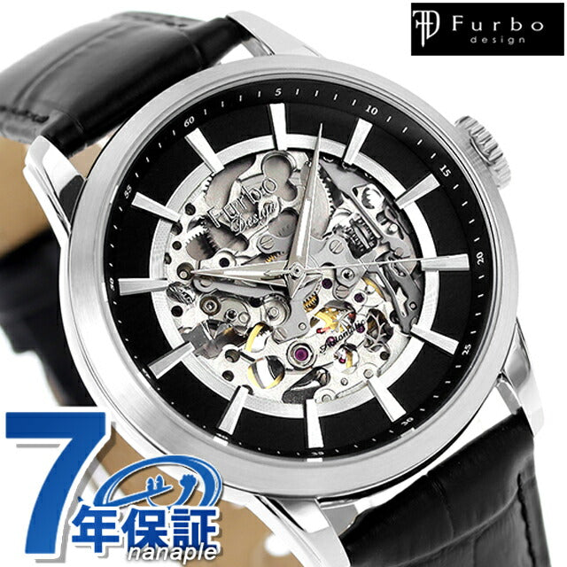 フルボ デザイン GEAR 自動巻き 腕時計 ブランド メンズ オープンハート Furbo Design NF04W-SSBK アナログ ブラック スケルトン NF04W-SSBK