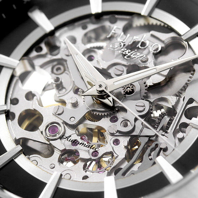 フルボ デザイン GEAR 自動巻き 腕時計 ブランド メンズ オープンハート Furbo Design NF04W-SSBK アナログ ブラック スケルトン NF04W-SSBK