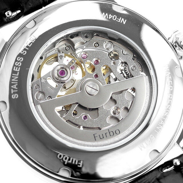 フルボ デザイン GEAR 自動巻き 腕時計 ブランド メンズ オープンハート Furbo Design NF04W-SSBK アナログ ブラック スケルトン NF04W-SSBK