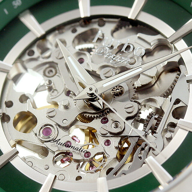 フルボ デザイン GEAR 自動巻き 腕時計 ブランド メンズ オープンハート Furbo Design NF04W-SSGR グリーン スケルトン NF04W-SSGR