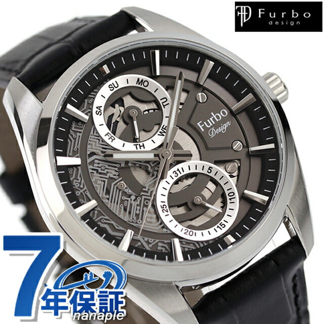 フルボ デザイン ELECTRO クオーツ 腕時計 ブランド メンズ オープンハート Furbo Design NF05W-SSBK ガンメタル スケルトン NF05W-SSBK