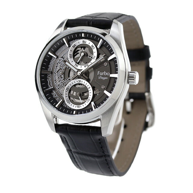 フルボ デザイン ELECTRO クオーツ 腕時計 ブランド メンズ オープンハート Furbo Design NF05W-SSBK ガンメタル スケルトン NF05W-SSBK