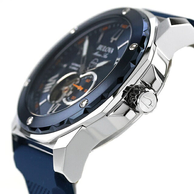 アウトレット ブローバ マリンスター 自動巻き 腕時計 ブランド メンズ オープンハート BULOVA 98A303 アナログ ネイビー OL-98A303