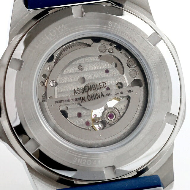 アウトレット ブローバ マリンスター 自動巻き 腕時計 ブランド メンズ オープンハート BULOVA 98A303 アナログ ネイビー OL-98A303