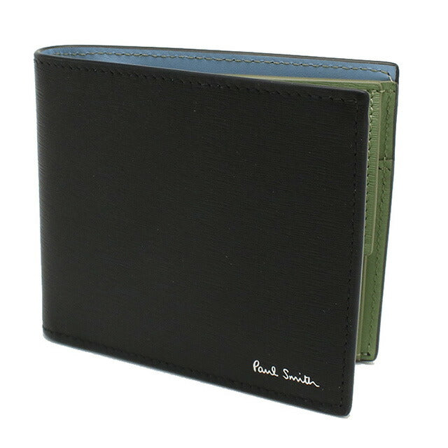 ポール・スミス 二折財布小銭入付き メンズ ブランド Paul Smith レザー イタリア M1A4833 BLACK ブラック 財布 PAUM1A4833321