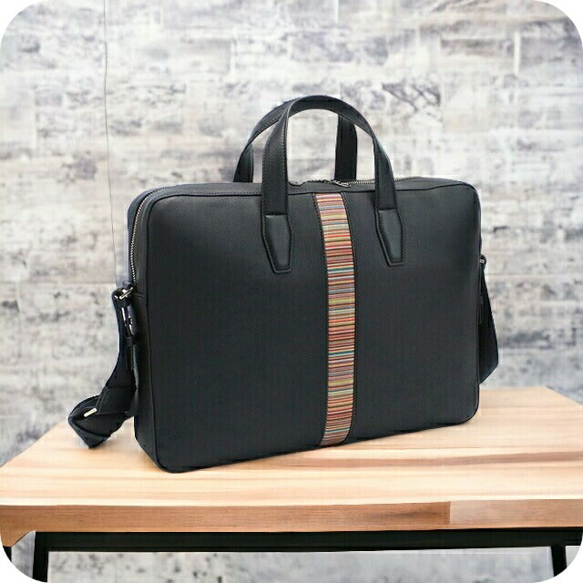 ポール・スミス ブリーフケース メンズ レザー タイ M1A6603 BLACK ブラック バッグ PAUM1A6603031