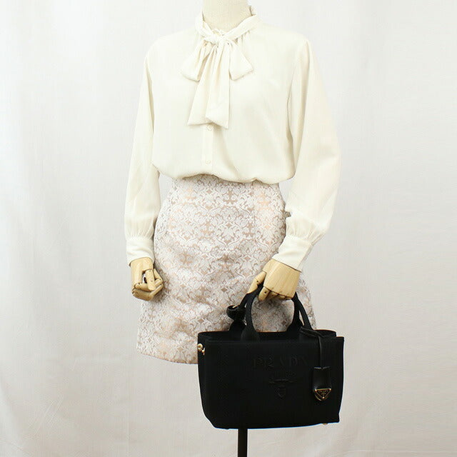 プラダ トートバッグ レディース ブランド PRADA CANAPA RICAMO キャンバス イタリア 1BG464 NERO ブラック バッグ PRA1BG464011