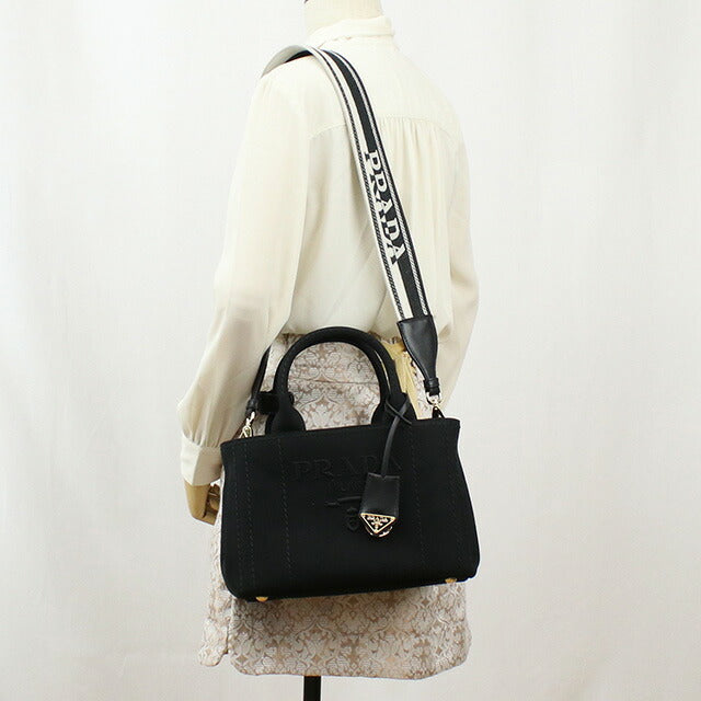 プラダ トートバッグ レディース ブランド PRADA CANAPA RICAMO キャンバス イタリア 1BG464 NERO ブラック バッグ PRA1BG464011