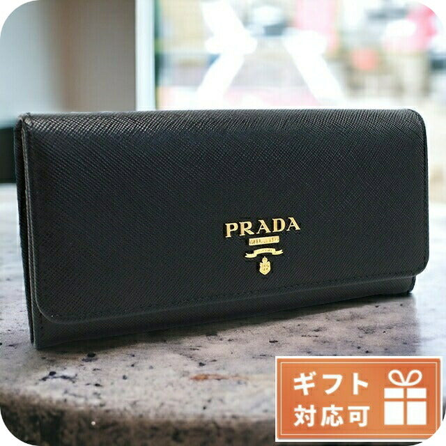 プラダ 長財布ニ折小銭入付き レディース ブランド SAFFIANO METAL ORO レザー イタリア 1MH132 NERO ブラック 財布 PRA1MH13201