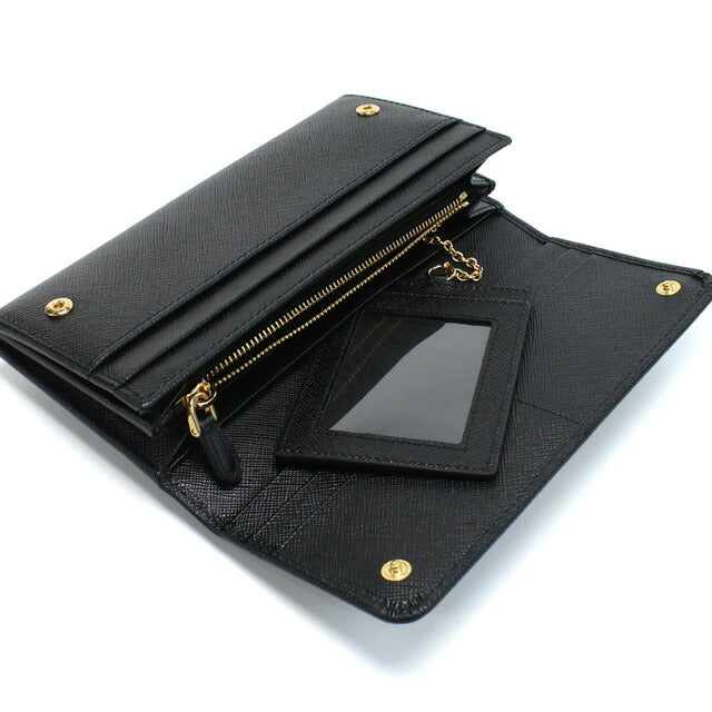 プラダ 長財布ニ折小銭入付き レディース ブランド SAFFIANO METAL ORO レザー イタリア 1MH132 NERO ブラック 財布 PRA1MH13201