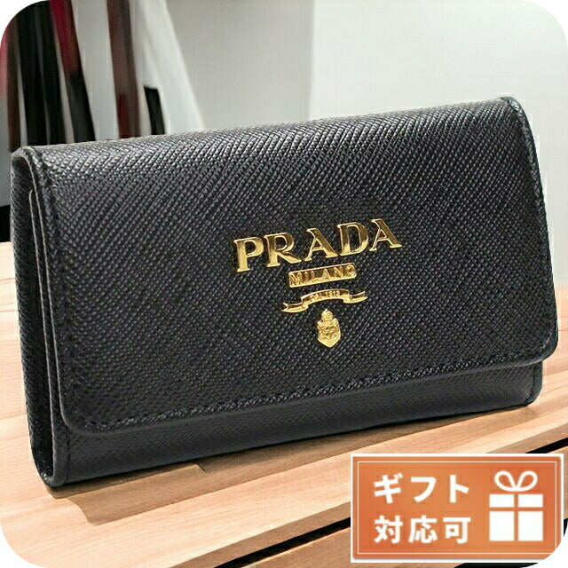 プラダ 4連キーケース レディース ブランド PRADA SAFFIANO METAL ORO レザー イタリア 1PG004 NERO ブラック 小物 PRA1PG004011