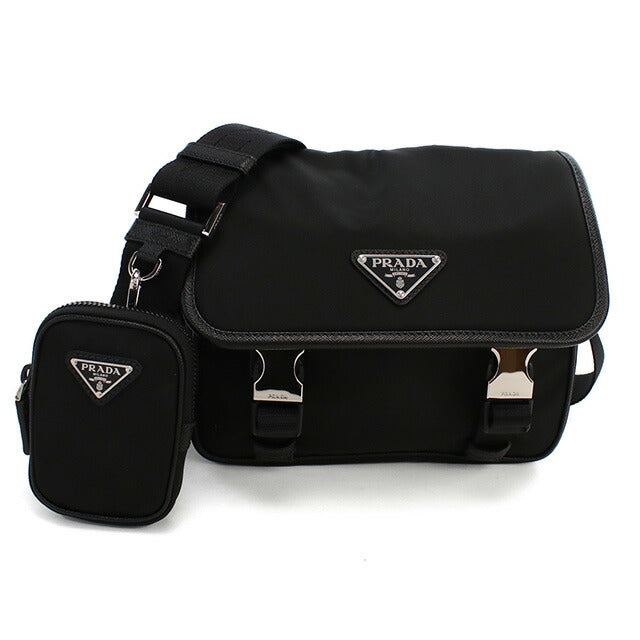 プラダ 斜め掛けショルダーバッグ メンズ ブランド TESSUTO+SAFFIANO ナイロン イタリア 2VD034 NERO ブラック バッグ PRA2VD034011