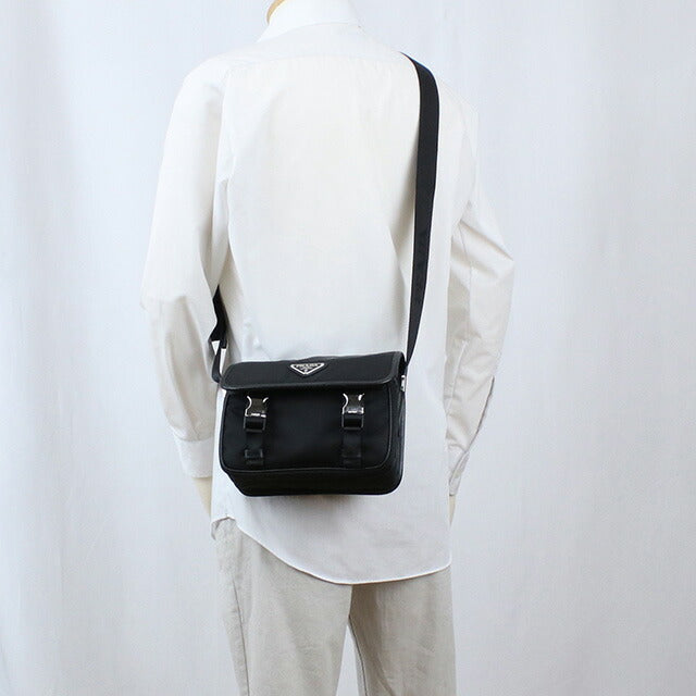 プラダ 斜め掛けショルダーバッグ メンズ ブランド TESSUTO+SAFFIANO ナイロン イタリア 2VD034 NERO ブラック バッグ PRA2VD034011