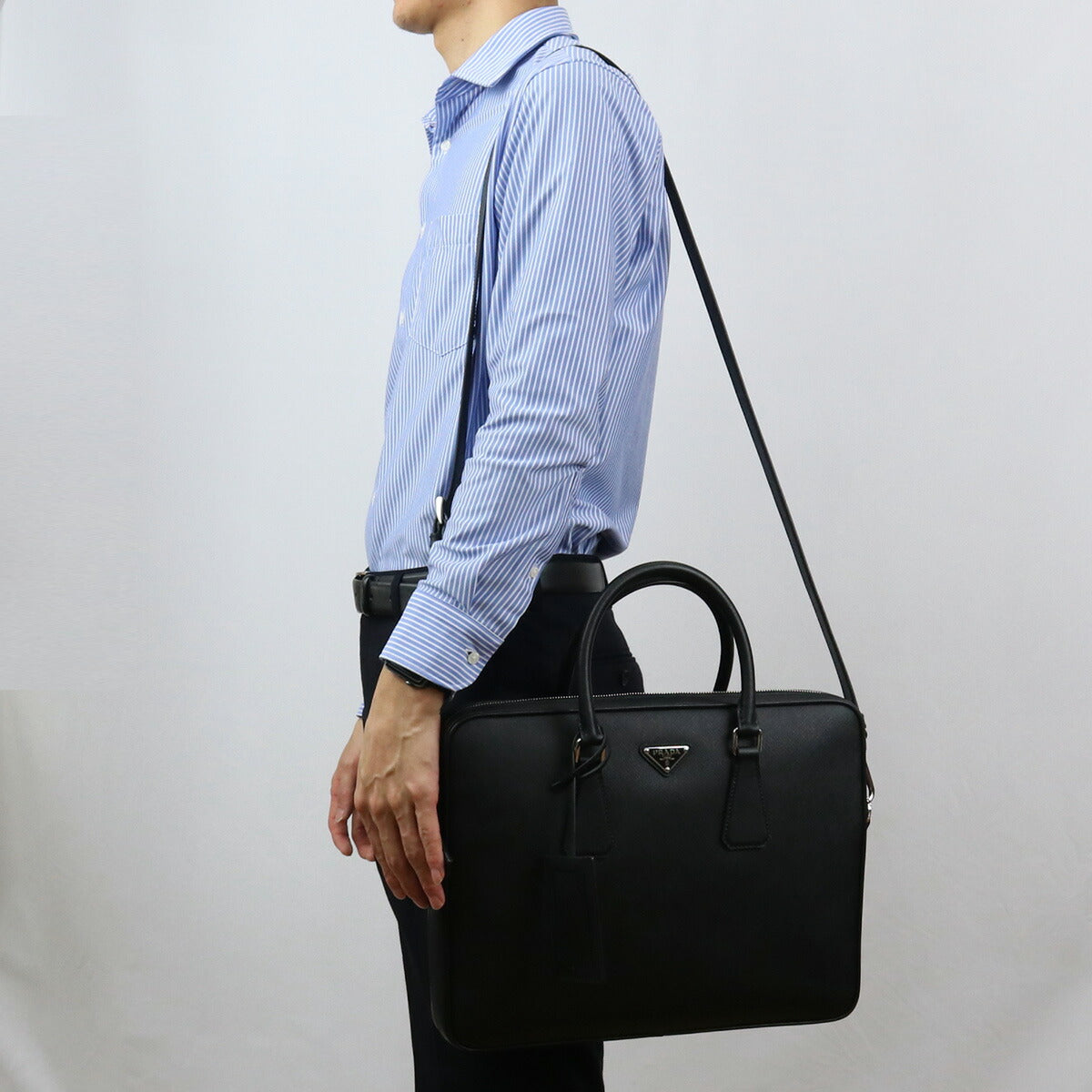 プラダ ブリーフケース メンズ SAFFIANO TRAVEL レザー イタリア 2VE368 NERO ブラック バッグ PRA2VE368011