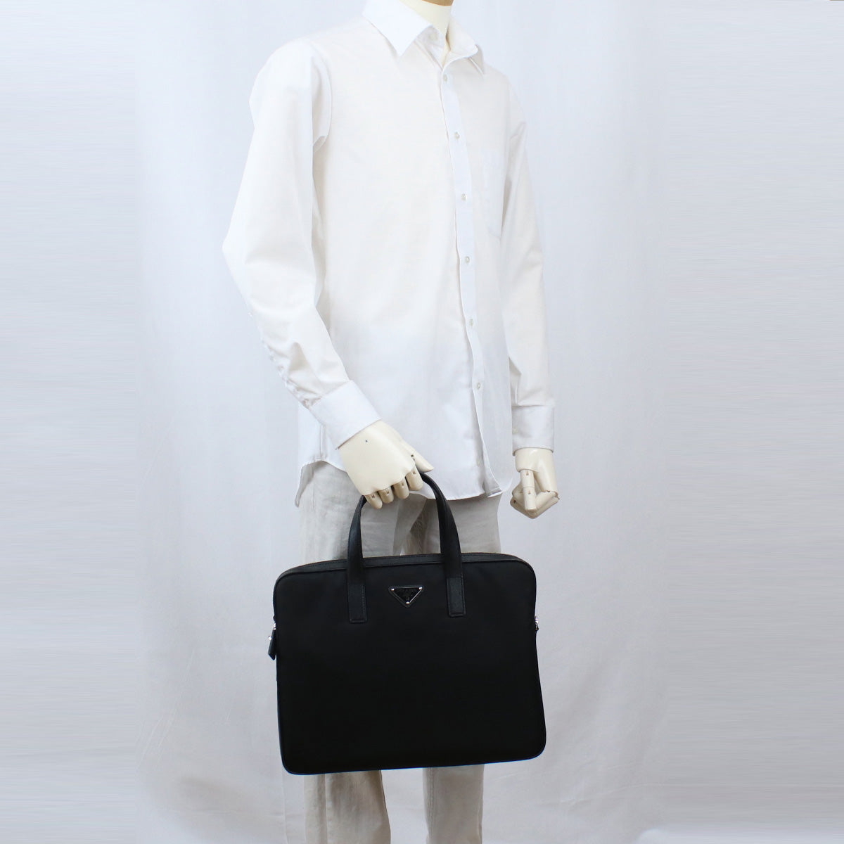 プラダ ブリーフケース メンズ TESSUTO+SAFFIANO ナイロン レザー イタリア 2VE368 NERO ブラック バッグ PRA2VE368021