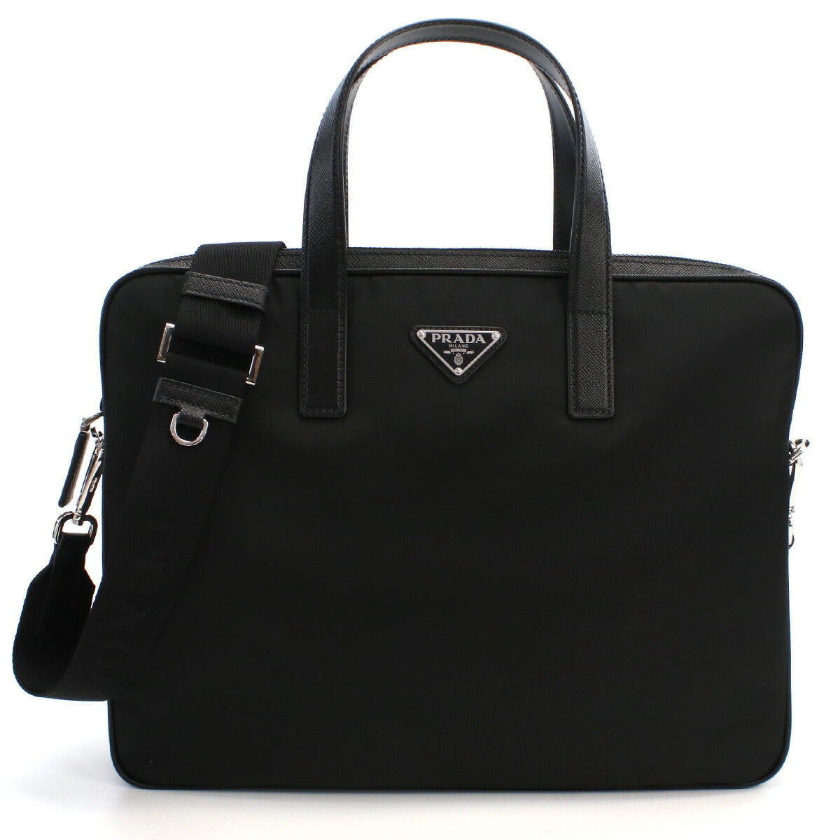 プラダ ブリーフケース メンズ TESSUTO+SAFFIANO ナイロン レザー イタリア 2VE368 NERO ブラック バッグ PRA2VE368021