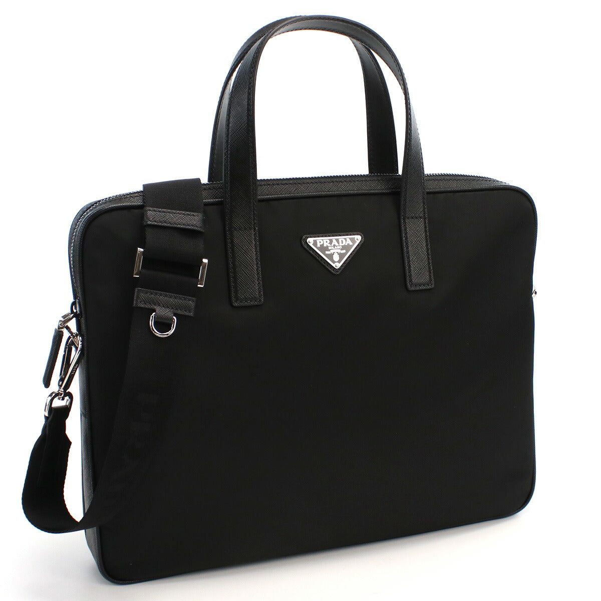 プラダ ブリーフケース メンズ TESSUTO+SAFFIANO ナイロン レザー イタリア 2VE368 NERO ブラック バッグ PRA2VE368021