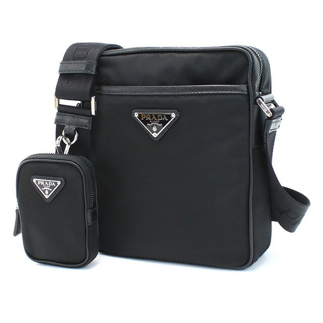 プラダ 斜め掛け ショルダーバッグ メンズ ブランド PRADA TESSUTO+SAFFIANO ナイロン イタリア 2VH112 NERO ブラック バッグ PRA2VH112041