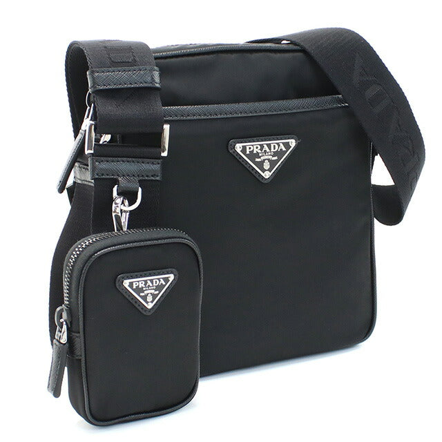 プラダ 斜め掛け ショルダーバッグ メンズ ブランド PRADA TESSUTO+SAFFIANO ナイロン イタリア 2VH112 NERO ブラック バッグ PRA2VH112041
